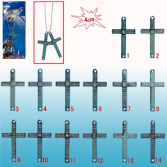 14款标志蓝色十字架双坠项链