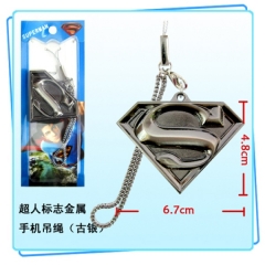 超人标志金属手机吊绳（古银）