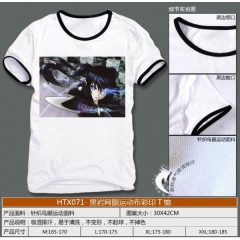 HTX071-黑岩网眼运动布彩印T恤