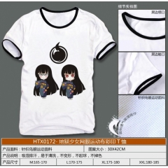 HTX0172-地狱少女网眼运动布彩印T恤 