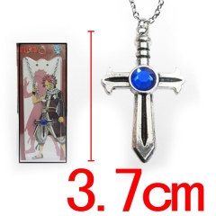 妖精的尾巴十字架标志带蓝宝石项链