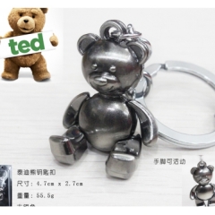 泰迪熊钥匙扣古银色