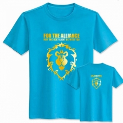 魔兽世界蓝色联盟标志灰色纯棉T恤