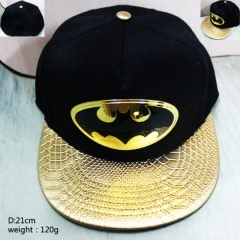 蝙蝠侠系列立体黑金色标志黑色棒球帽金色PU皮帽檐