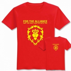 魔兽世界红色狮子标志灰色纯棉T恤