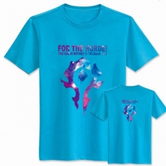 魔兽世界星空部落标志蓝色纯棉T恤