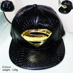 超人系列立体金色标志黑色PU皮棒球帽