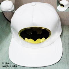 蝙蝠侠系列立体黑金色标志白色PU皮棒球帽