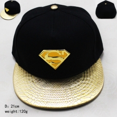 超人系列金黄色半立体标志金色鳄鱼纹帽檐黑色棒球帽