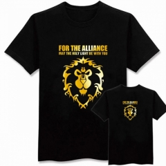 魔兽世界黄色联盟标志黑色纯棉T恤