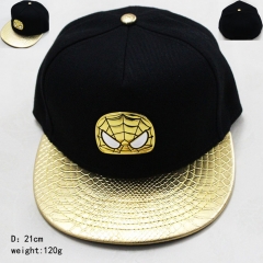 蜘蛛侠系列金色半立体面具标志金色鳄鱼纹帽檐黑色棒球帽