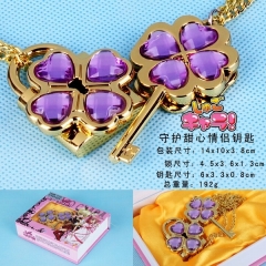 守护甜心紫色盒装可开情侣锁项链
