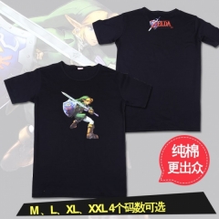 塞尔达传说林克图案黑色纯棉T恤M L XL XXL