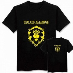 魔兽世界黑色狮子标志灰色纯棉T恤