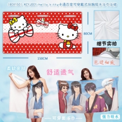 （80X150）KCYJ001-hello kitty卡通百变可穿戴式抹胸吸水浴巾浴裙