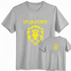 魔兽世界黄色狮子标志灰色纯棉T恤