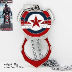 美国队长系列圆形镂空美队标志挂件银项链