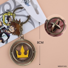 王国之心皇冠标志古铜色镂空旋转钥匙扣挂件