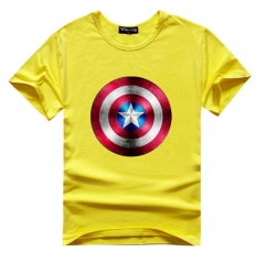 漫威电影复仇者联盟超级英雄美国队长盾牌对抗钢铁侠纯棉短袖t恤  5件起订