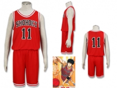 cosplay 灌篮高手-流川枫装1代-湘北高中篮球服-红色11号-A155
