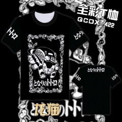 QCDX422-龙猫动漫全彩T恤【黑领】