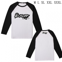 宠物小精灵标志黑字A款长袖T恤M L XL XXL XXXL