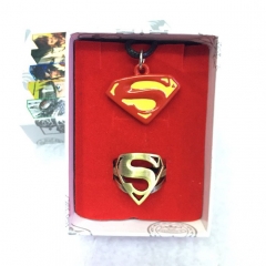 超人镂空戒指加项链一套出