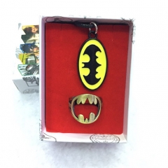 蝙蝠侠镂空戒指加项链一套出