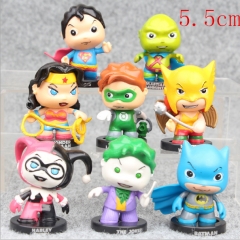 8款超级英雄联盟Q版绿灯侠神奇女侠S超人蝙蝠侠小丑女复仇者摆件 8款一套 5.5cm