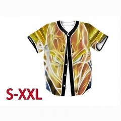 厂家直销wish速卖通ebay热卖短袖3D数码印花纽扣开衫棒球服0279