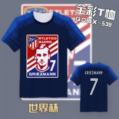 QCDX539-2018俄罗斯世界杯法国格里兹曼球衣全彩T恤