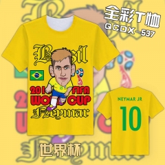 QCDX537-2018俄罗斯世界杯巴西内马尔球衣全彩T恤