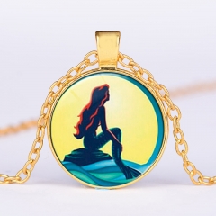 跨境新品Little Mermaid美人鱼吊坠项链欧美影视周边时光宝石项饰