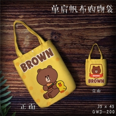 GWD200-布朗熊 动漫单肩帆布购物袋