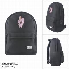 BTS 防弹少年团 BT21兔子 网布黑色拉链背包双肩包