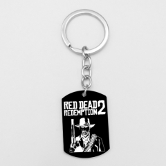游戏周边 荒野大镖客 Red Dead Redemption黑色不锈钢吊牌钥匙扣