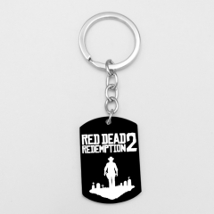 游戏周边 荒野大镖客 Red Dead Redemption黑色不锈钢吊牌钥匙扣
