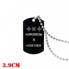 热销韩国风TXT组合项链 不锈钢刻字TOMORROW X TOGETHER黑色吊牌