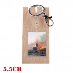 巴黎圣母院火灾亚克力钥匙扣 透明挂件