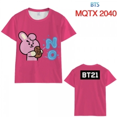 BTS防弹少年团BT21 MQTX2040 全彩印花短袖T恤-XXS-5XL共10个码