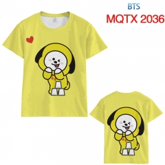 BTS防弹少年团BT21 MQTX2036 全彩印花短袖T恤-XXS-5XL共10个码