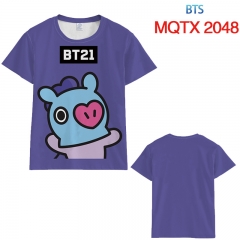 BTS防弹少年团BT21 MQTX2048 全彩印花短袖T恤-XXS-5XL共10个码