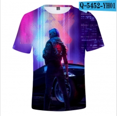 跨境专供Cyberpunk 2077赛博朋克夏季休闲数码印花3D短袖T恤+童装