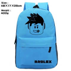 ROBLOX-3 游戏周边 蓝色 头像 丝印涤纶帆布双肩背包书包
