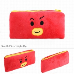 BTS 防弹少年团 红色爱心 毛绒布料3D文具盒卡通学生笔袋收纳袋包包 19.5X9CM 20G