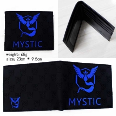 宠物小精灵系列神奇宝贝精灵宝可梦  MYSTIC 蓝色标志英文标志半立体黑色二折硅胶钱包