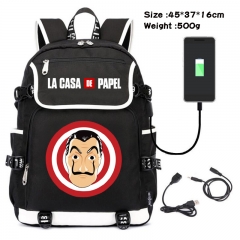 纸钞屋-229 动漫600D防水帆布USB充电数据线背包