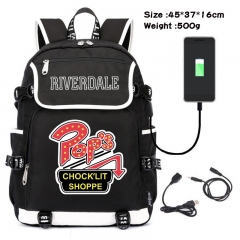河谷镇-129 动漫600D防水帆布USB充电数据线背包