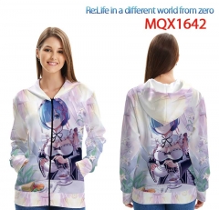 从零开始的异世界生活MQX-1642-(2) 全彩拉链连帽贴袋卫衣外套XXS-4XL共9个码数
