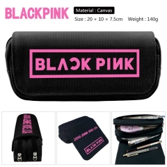 BlackPink 动漫双层多功能大容量帆布学生笔袋文具盒钱包